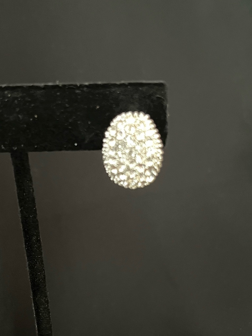 Crystal Cluster Oval Stud Earrings - Silver Sparkle - Picture 2 of 3